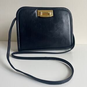 Vintage Frenchy of California 70s Navy Leather Crossbody Clutch Shoulder Handbag